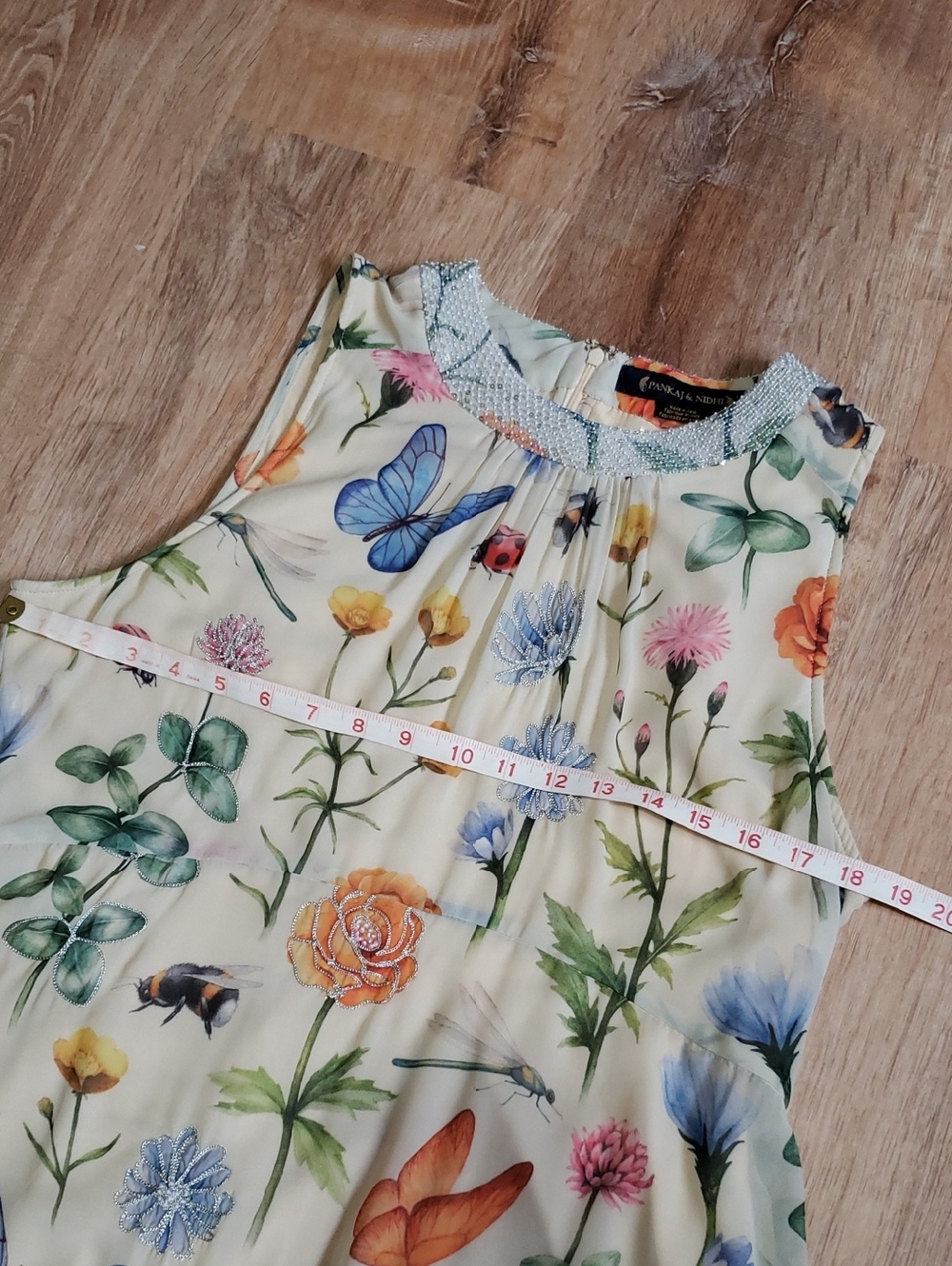 RARE Anthropologie Garden Midi Dress by Pankaj & Nidhi, Size 12P - Picture 11 of 16